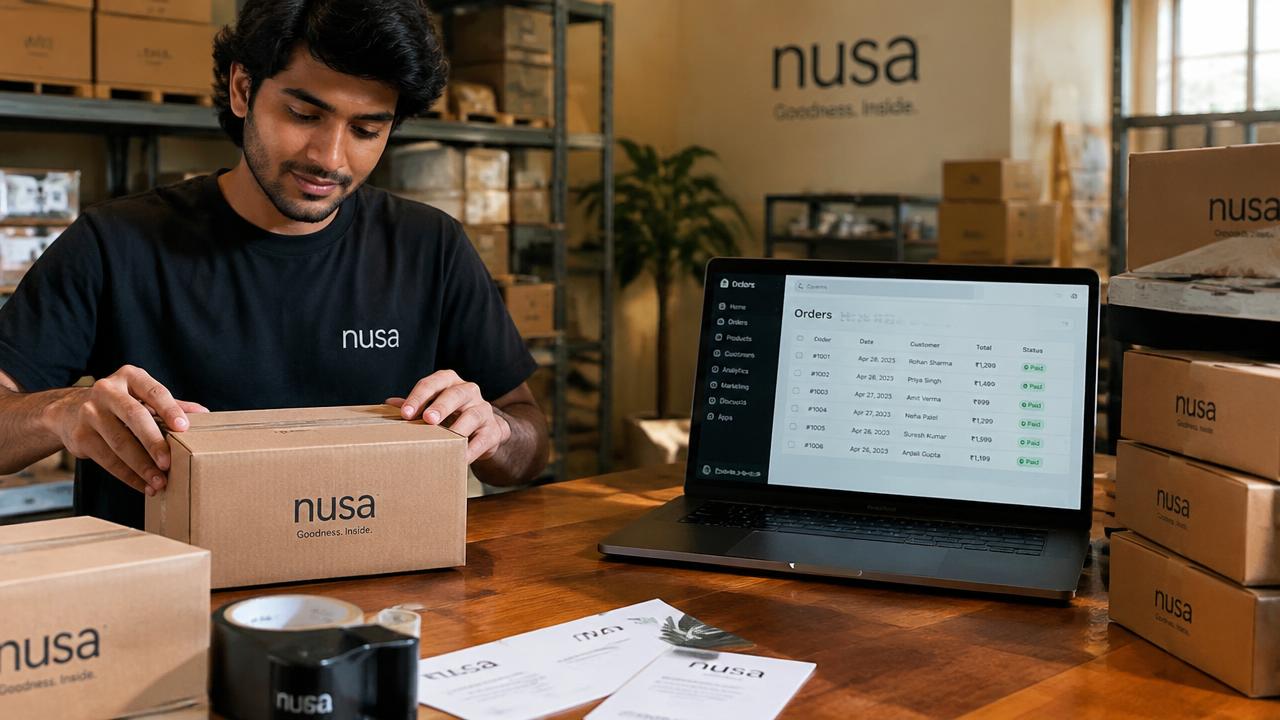 Ecommerce team preparing products for an online store